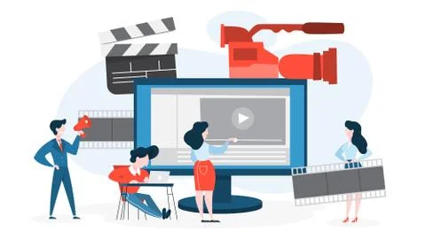 Video production concept. Idea of shooting movie Stock Illustration