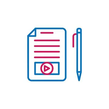 Video production, edit script icon. Element of 2 color video production icon Stock Illustration