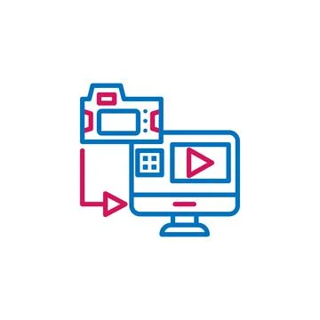 Video production, editing icon. Element of 2 color video production icon Stock Illustration
