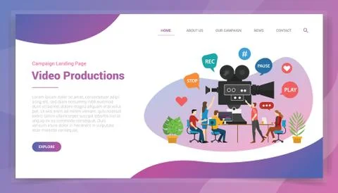 Video production or development for website template or landing homepage desi Stock Illustration