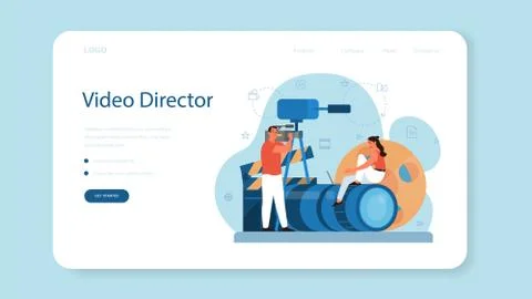 Video production or videographer web banner or landing page Stock Illustration