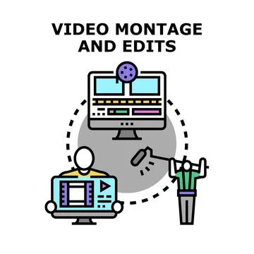 Video production process creating and editing content Stock Illustration