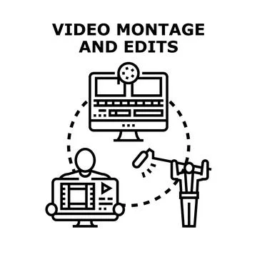 Video production process creating and editing content Stock Illustration