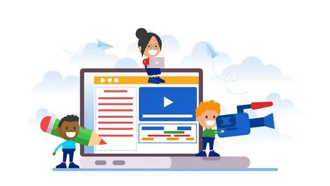 Video production vector concept. Content creation.  Stock Illustration