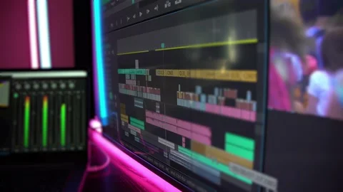 Video production. Video editing. Close-up of a hand on the keyboard. Stock Footage 152507679