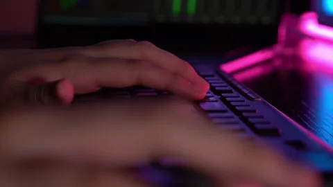 Video production. Video editing. Close-up of a hand on the keyboard. Stock Footage 152507705