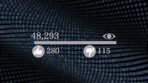 Video Progress Counter Bar Showing Views and Likes Stock Footage 86826994