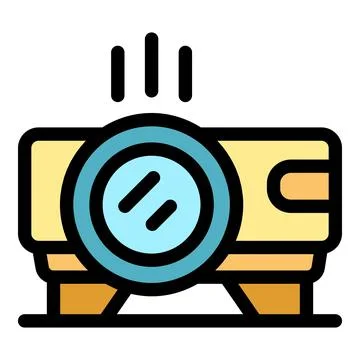Video projector emitting light beams, home theater entertainment Stock Illustration