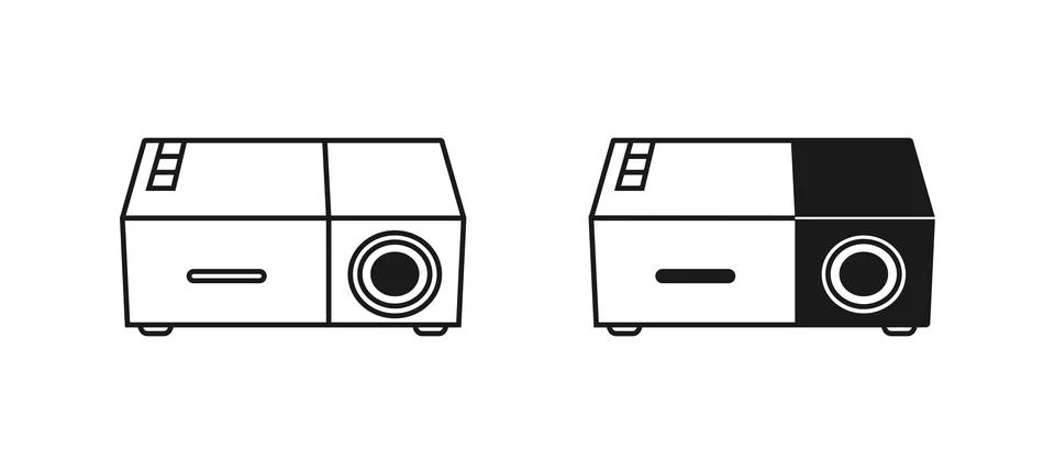 Video projector isometric vector illustration. Three-dimensional cinema pro.. Stock Illustration