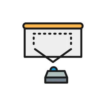 Video projector, presentation flat color line icon. Isolated on white background Stock Illustration