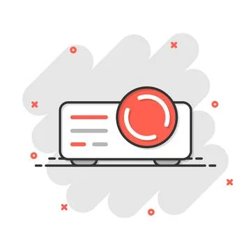 Video projector sign icon in comic style. Cinema presentation device cartoon  스톡 일러스트