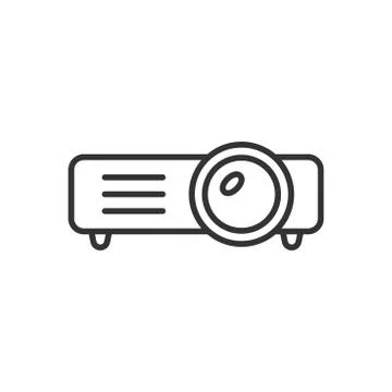 Video projector sign icon in flat style. Cinema presentation device vector il Ilustración de archivo