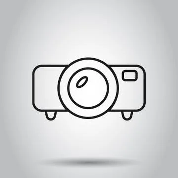 Video projector sign icon in flat style. Cinema presentation device vector il Ilustración de archivo