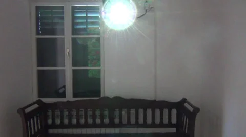 Video projector in the work on an empty bench for spectators Stock Footage 39704782