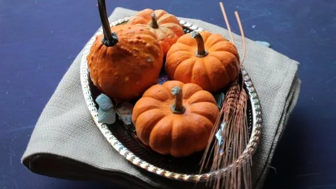 A video of Pumpkins on a plate Stock Footage 119283738