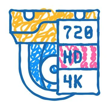 Video quality flat icon doodle illustration Stock Illustration