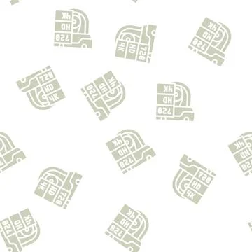 Video quality glyph vector seamless pattern flat Stock Illustration