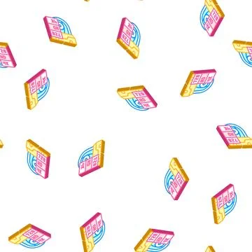 Video quality isometric icon seamless pattern color Illustrazione stock