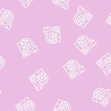 Video quality line vector seamless pattern flat Stock Illustration