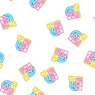 Video quality vector seamless pattern flat 库存插图