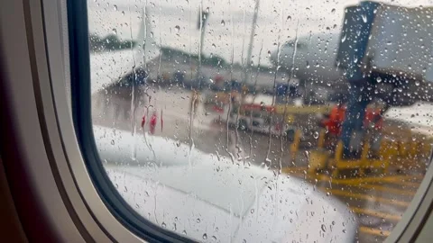 Video of raindrops on airplane window. Stock Footage 246460818