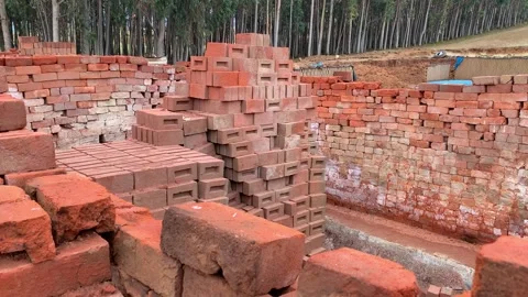 Video of raw bricks in an artisan factory in South America Stock Footage 256047004