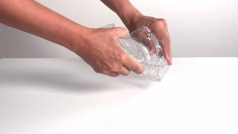  Video with real sound effect of Plastic PET bottle crinkling squeezing Stock Footage 328599371