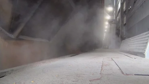 Video receiving grain from a freight car on the railway at the elevator, the gra Stock Footage 138087789