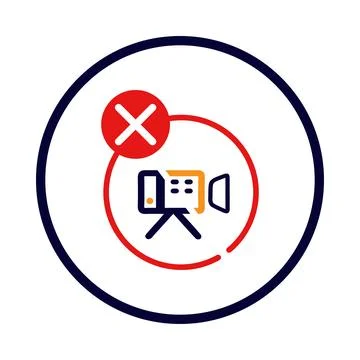 Video, record, not allow, sign, icon, no video shooting sign icon Stock Illustration