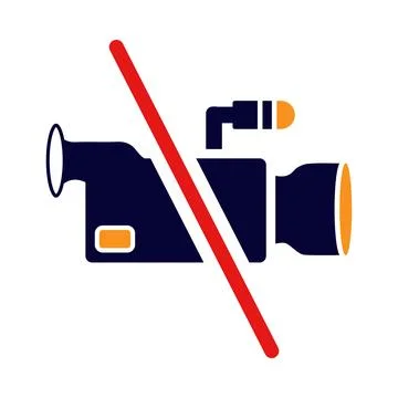 Video, record, not allow, sign, icon, no video shooting sign icon Stock Illustration