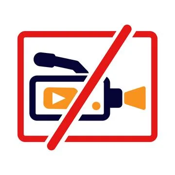 Video, record, not allow, sign, icon, no video shooting sign icon Stock Illustration