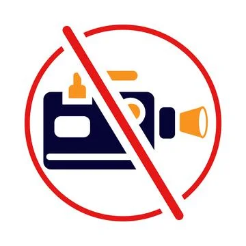 Video, record, not allow, sign, icon, no video shooting sign icon Stock Illustration