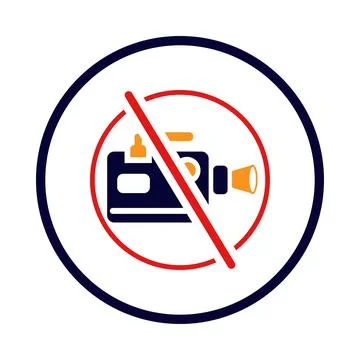 Video, record, not allow, sign, icon, no video shooting sign icon Stock Illustration