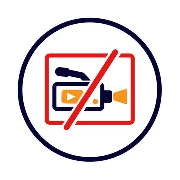 Video, record, not allow, sign, icon, no video shooting sign icon Stock Illustration