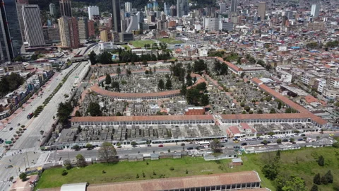 Video recorded with a drone over the Central Cemetery built in 1836 in Bogota Stock Footage 247813627