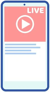 Video recording live broadcast, stream, vlog on screen. Internet communication Illustrazione stock