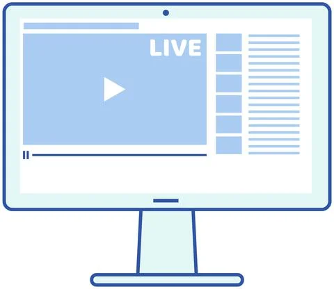 Video recording live broadcast, stream, vlog on screen. Internet communication Illustrazione stock