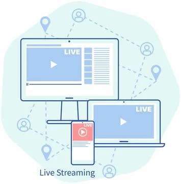 Video recording live broadcast, stream, vlog on screen. Internet communication Stock Illustration