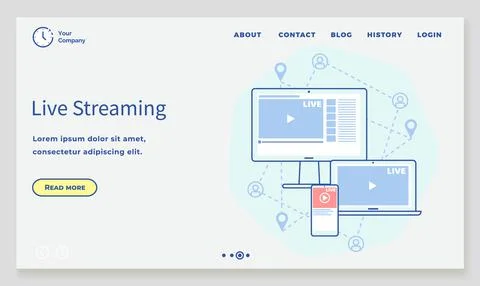 Video recording live broadcast, stream, vlog on screen. Internet communication Illustrazione stock
