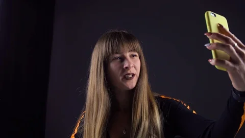 Video recording studio setup for vlogging. Blogger making videos smartphone Stock Footage 120253284