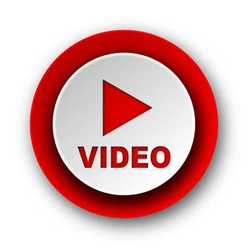 Video red modern web icon on white background. Stock Illustration