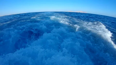 Video of the Red Sea waves created by the motion of the ship. Slow motion Stock Footage 158126464