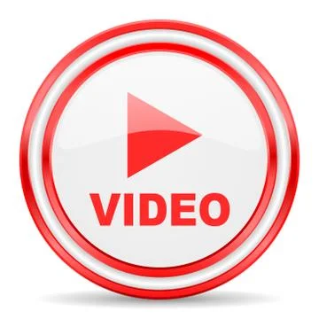 Video red white glossy web icon Stock Illustration