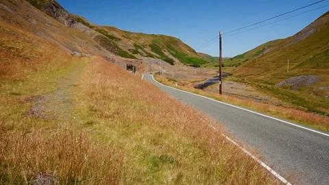 Video, Road through Cwmystwyth, the centre point of wales, wide angle Stock Footage 287105125