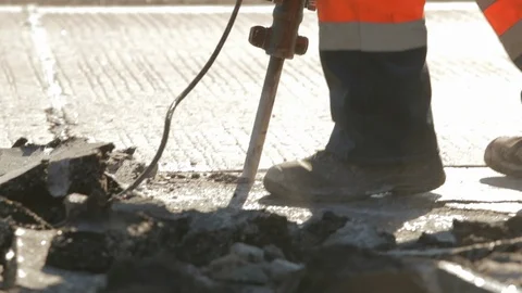 Video of road work in slow motion. Stock Footage 103044679
