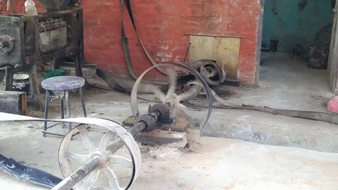 A video of rotating wheels in an industry. Stock Footage 146226889