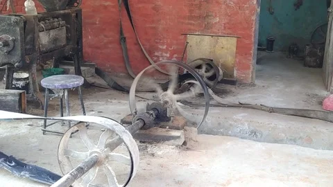 A video of rotating wheels in an industry. Video stock 146226999