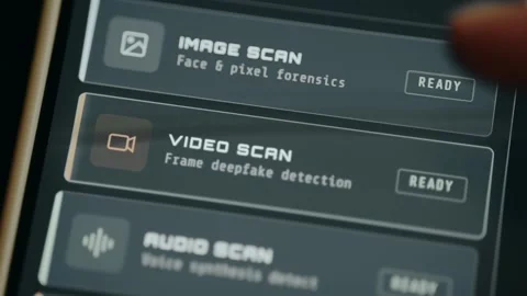 Video Scan using AI deepfake detection technology Stock Footage 333373761