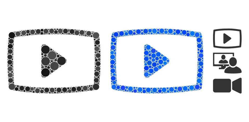 Video Screen Composition Icon of Round Dots Stock Illustration