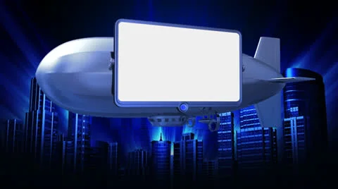 Video screen on dirigible Video stock 24725051